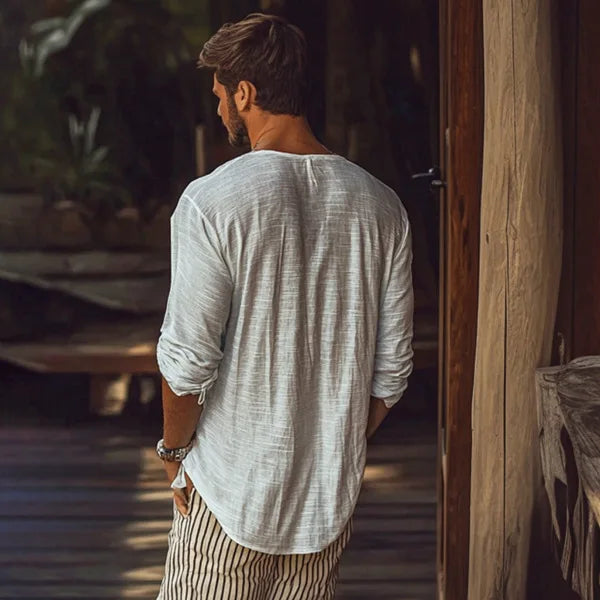 3XL Sexy Curved Hem V Neck Long Sleeve T Shirt Men Loose Fit Casual Daily Office Beach Lightweight See Through Basic Tee Sheer