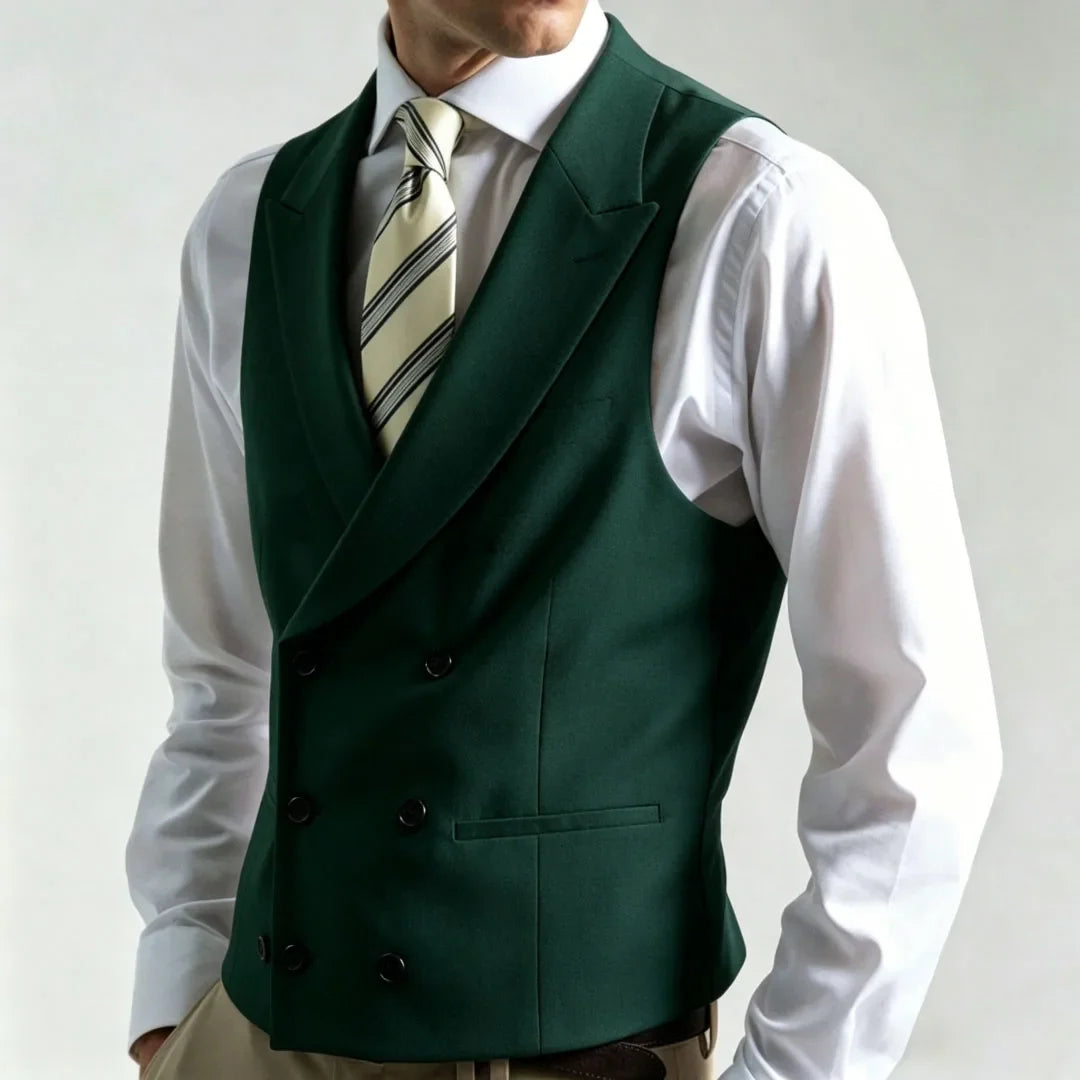 Men Vest Ivory Double Button With Lapel Waistcoat For Wedding Banquet Party Business Work Office Casual Daily Men Suit Vest