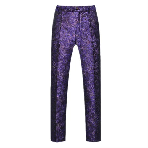 New Men Luxury Jacquard Suit Pants Fashion Wedding Party Groom Dress Trouser