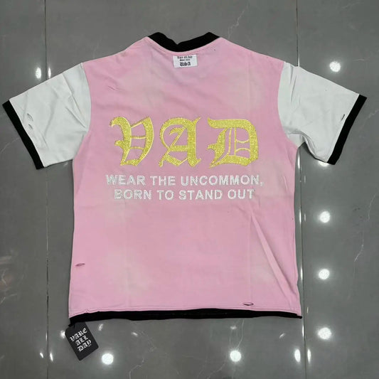 Streetwear Letter Rhinestone Cotton Short Sleeve Tshirts for Men and Women Harajuku Hip Hop Loose Shinning Diamond Tees Oversize
