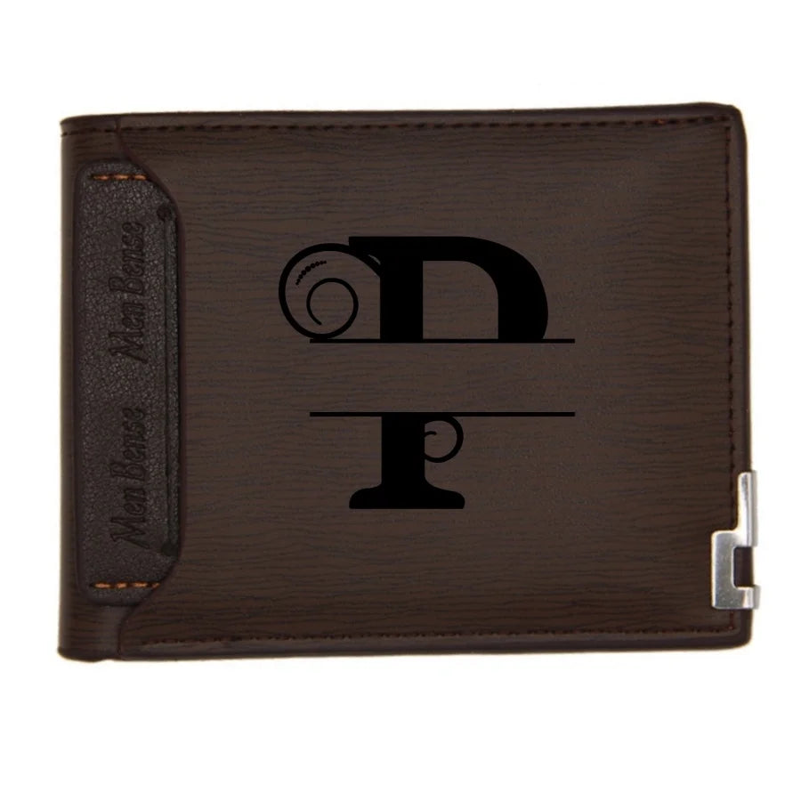 Personalized Wallet for Men Custom Wallets for Men Engraved Letter Name Leather Wallet Bifold Custom Gifts for Dad/Husband