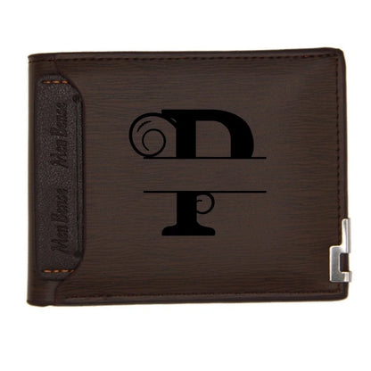 Personalized Wallet for Men Custom Wallets for Men Engraved Letter Name Leather Wallet Bifold Custom Gifts for Dad/Husband