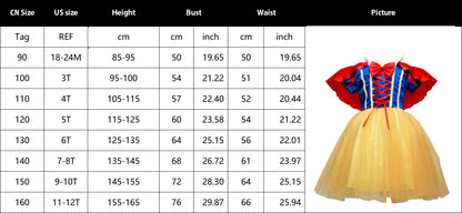 Snow White Princess Dress Up Kids Girls Halloween Costume With Cape Toddler Birthday Party Role Playing Children Apparel Clothes