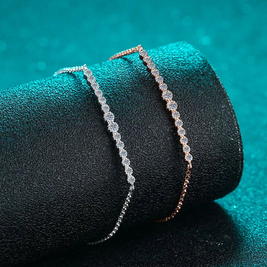 Bracelets dégradés en moissanite (total 0,24 carat) pour femme, coupe ronde brillante, en argent sterling S925 plaqué or 18 carats