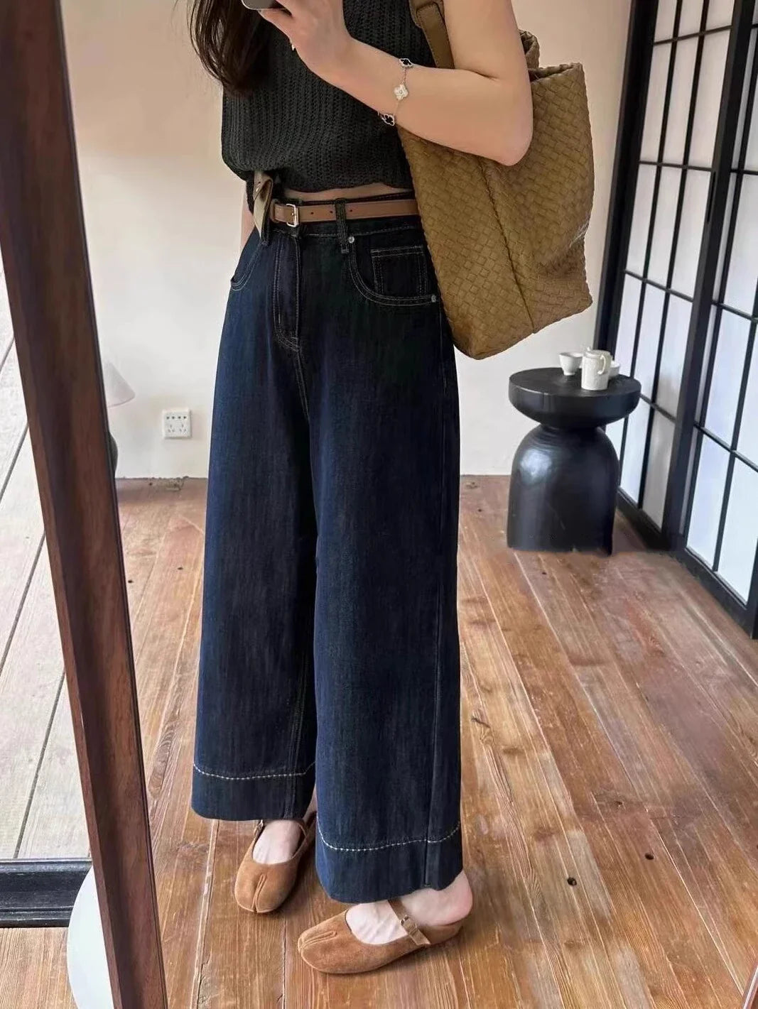 Women's Plus Size Straight-Leg Jeans Autumn Slimming Bell Bottoms 2025 New Arrival Trendy Pants Nine-Point Length