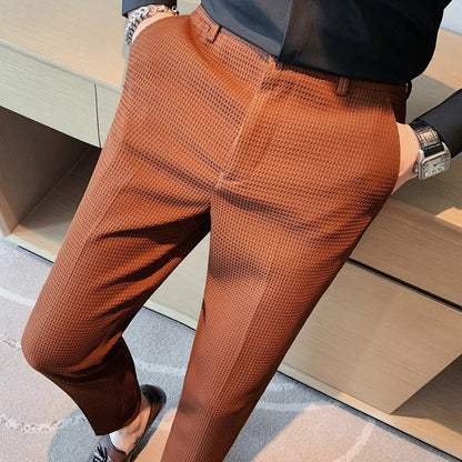 Spring Summer Men's Smart Casual Suit Pants Fashion Slim Fit Solid Color Youthful Vitality Suit Trousers Men Korean Dress Pants