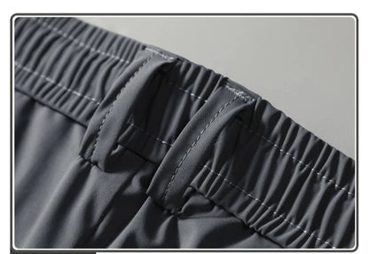 Summer New Men's Ice Silk Pants Korean Y2K All Match Elastic Sweatpants Office Business Casual Fashion Straight Suit Trousers