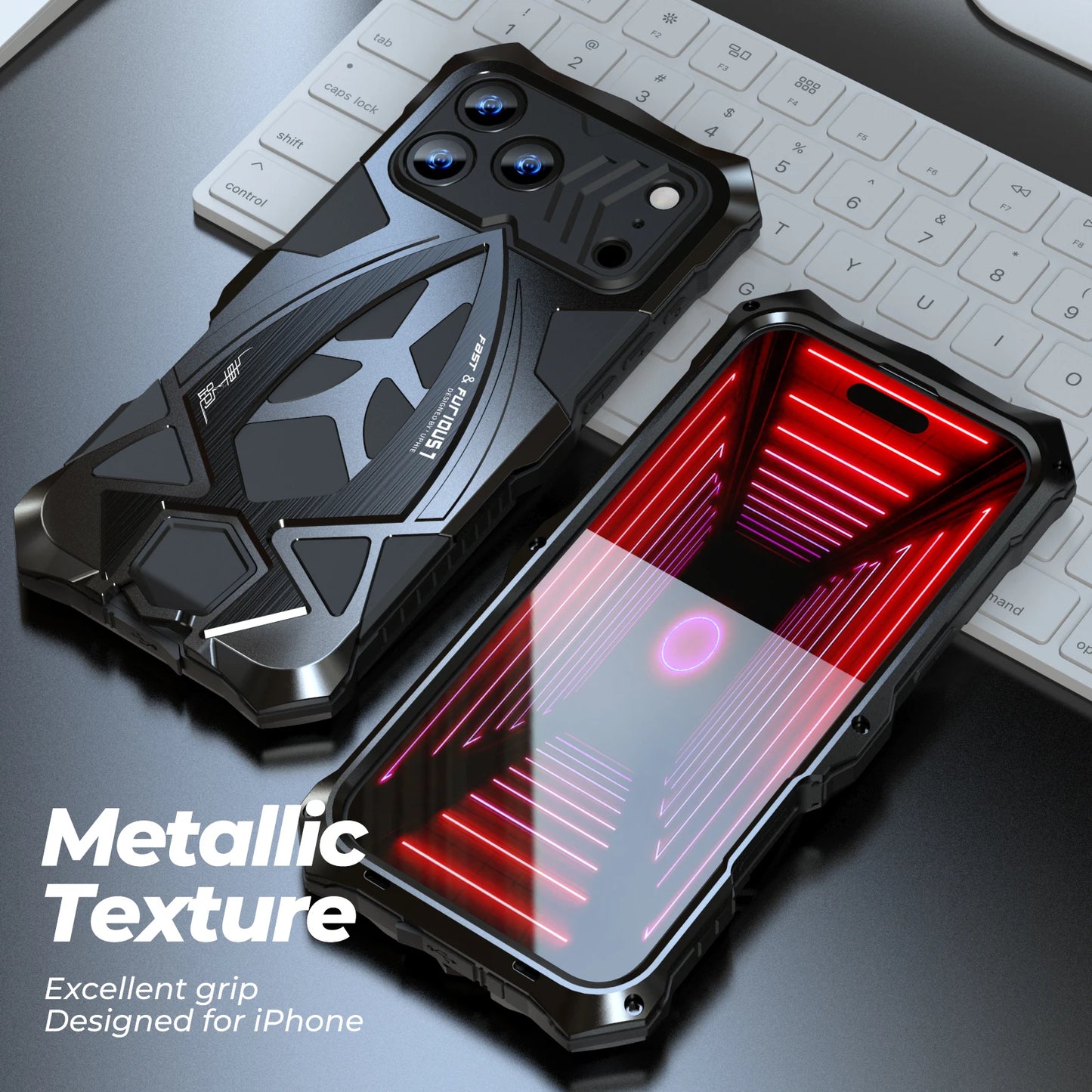 For iPhone 17 Pro Max Luphie Rugged Phone Case Armor Shockproof Metal Funda TPU Shell Bumper Cover Net 120g