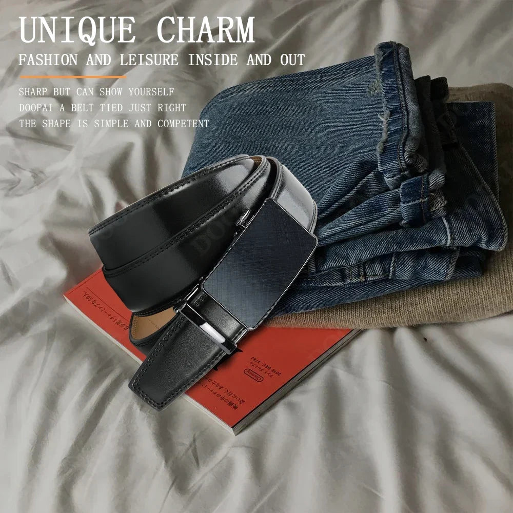 Men's Belt Leather Ratchet Belt Men's Dress and Casual Adjustable Buckle - Fashionable Business Style Belt/strap
