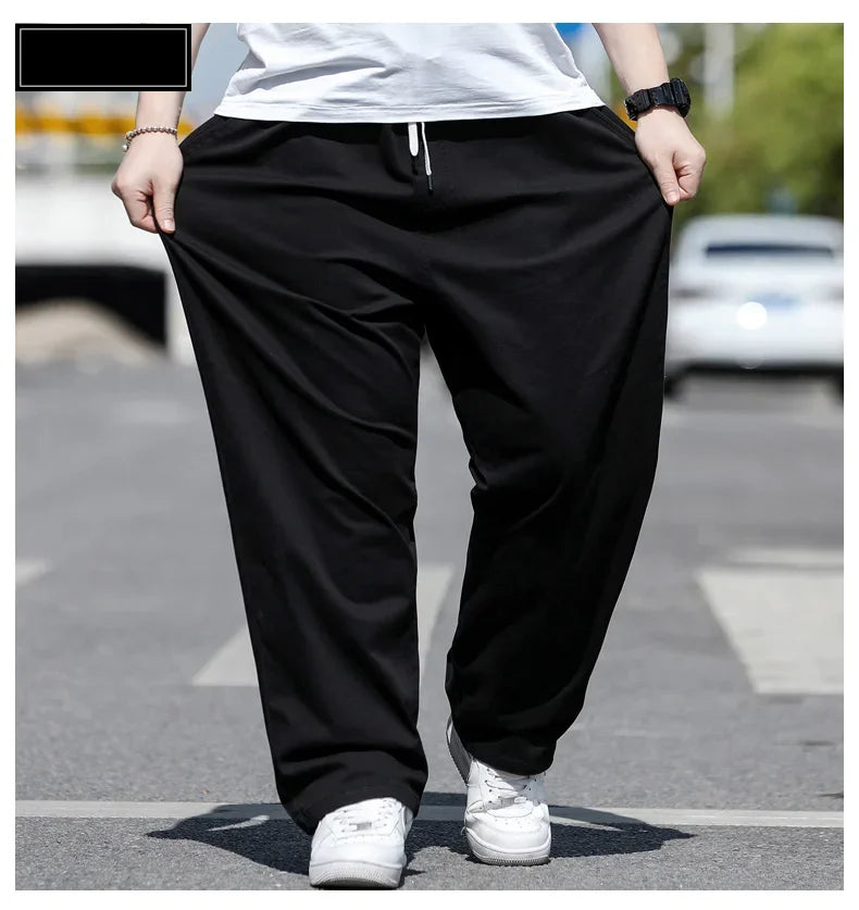 Men's Summer Workwear Pants Plus Size Loose Straight Leg Casual Trousers XL-8XL Big and Tall Large Summer Pants Asian Size