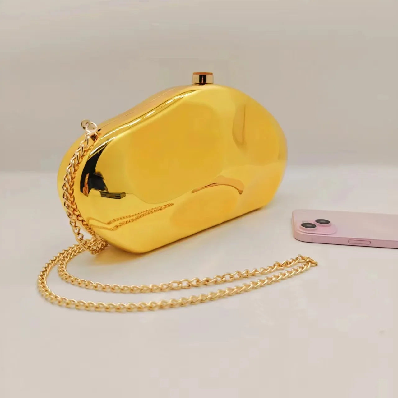 Lemon Color Women Acrylic Shell Clutch Bag Designer Chain Shoulder Rock Handbag Cute Prom Evening Gold Purse for Wedding Party