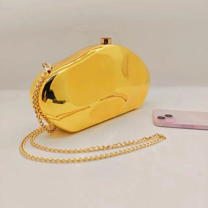 Women Acrylic Shell Bag Cute Evening Clutch Bag For Wedding Party Small Gold Purses Designer Summer Beach Handbags Lemon Color