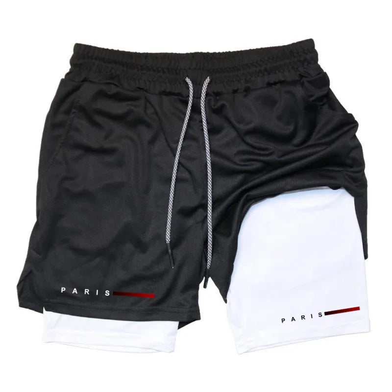 Men Running Shorts 2 in 1 Double-deck Sport Shorts Sportswear Gym Fitness Short Pants Training Jogging Bottom Men's Clothing