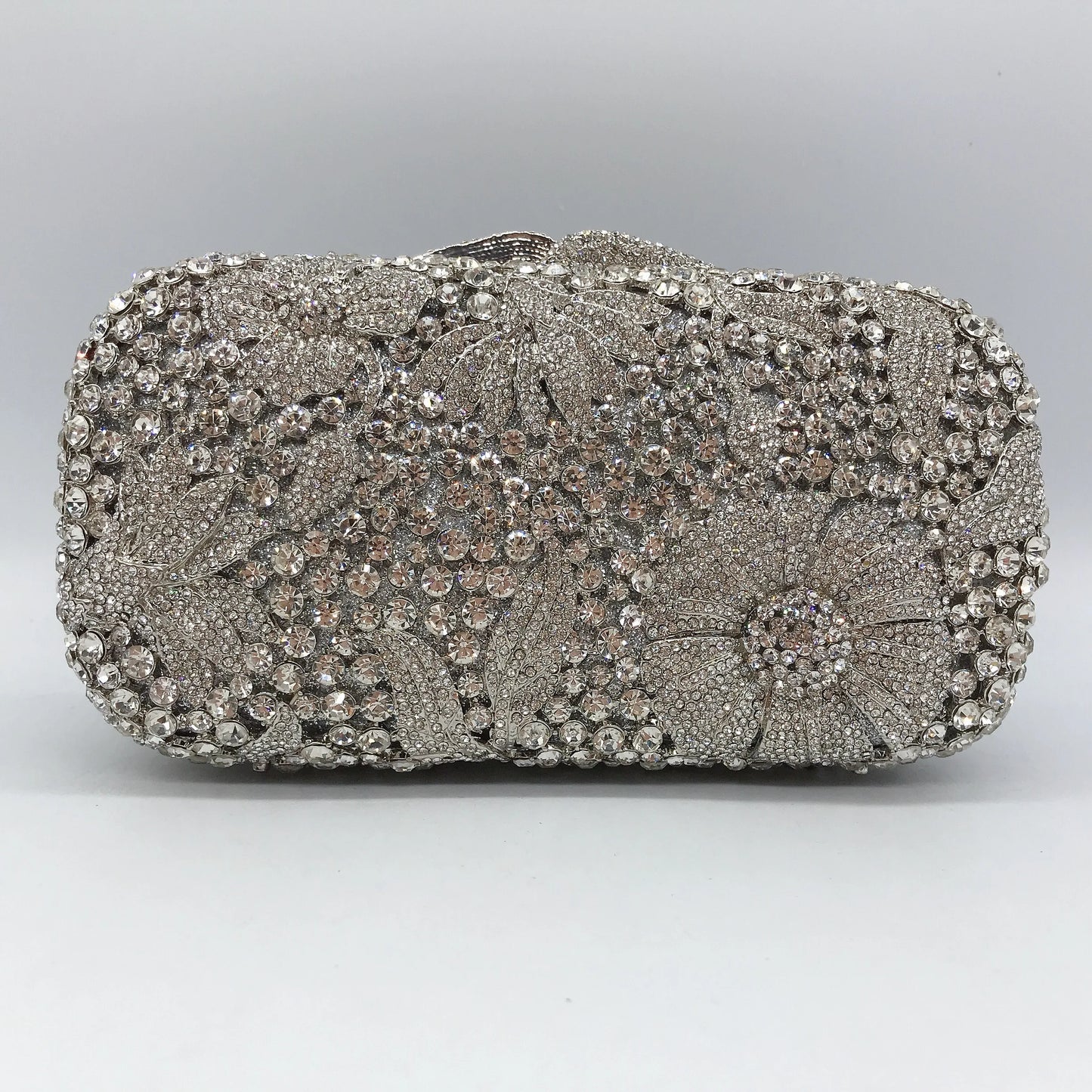 Chinese Manufacturer Flower Shape Surface Diamond-Studded Metal Material Evening Bag for Women