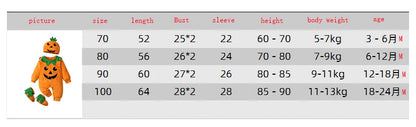 0-24Months Baby Boys Jumpsuits Halloween Costumes Children Halloween Cosplay Party Boy Clothes Long-sleeved Hoodie