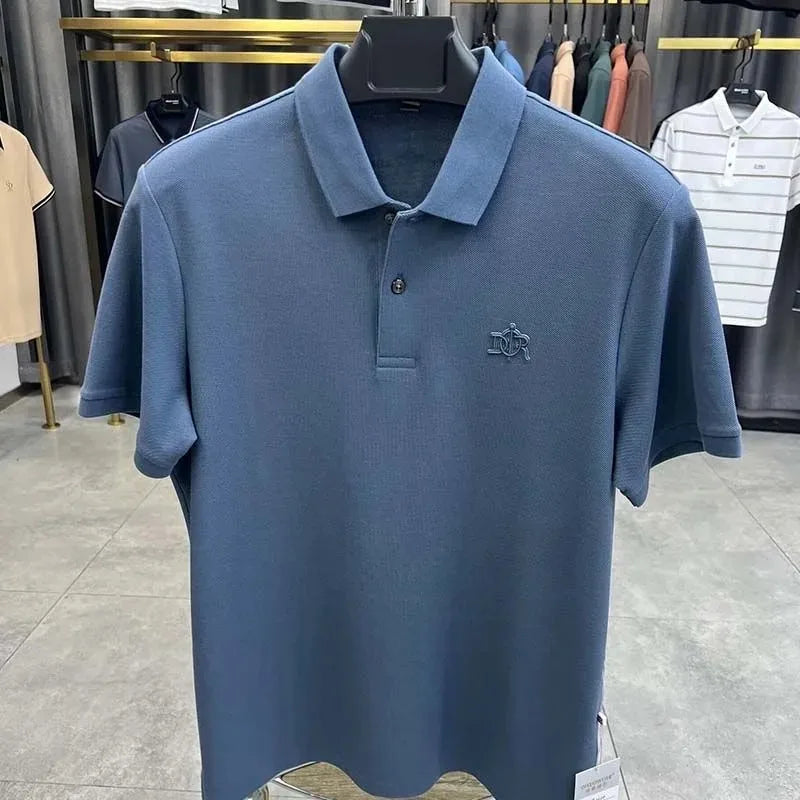 Designer brand 100%cotton short sleeve polo shirt summer trend letter embossed lapel top casual golf T-shirt business men's wear