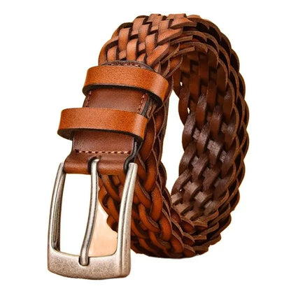 2025 Men Cowhide Belt Hollow Hand Woven Fashion Couple Personalized Student Luxury Jeans Leather Belts 3.5 Cm