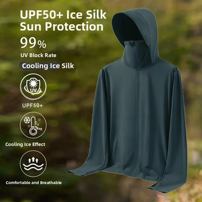 UPF50 UV Protection Ice Silk Cool Feeling Sun Protection Clothing Lightweight Breathable Fishing Jacket Outdoor Sports Shirt