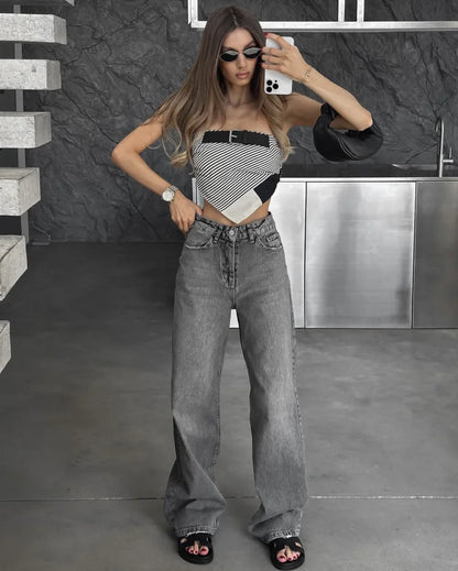 Z1975 straight height waist long jeans 2025 ETJ Autumn/Winter New Wash Product y2k Classic  Jeans for women