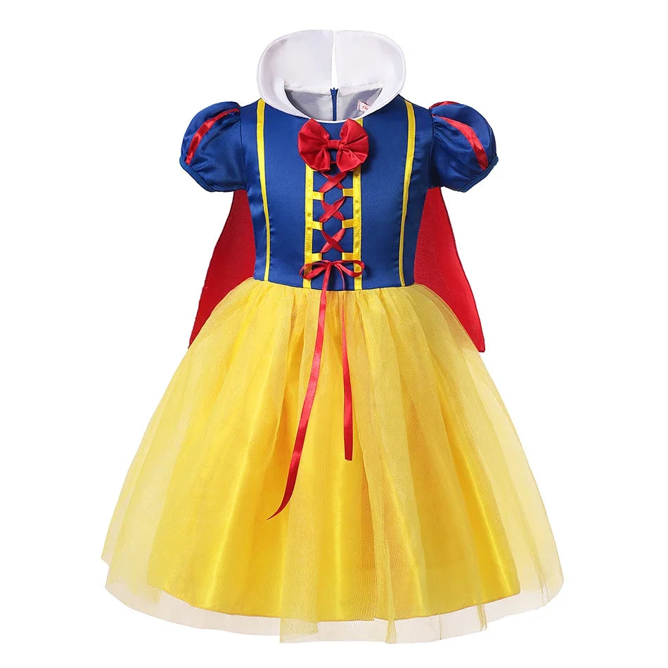 Kids Clothing 2PCS Set Dress+Cloak Snow White Princess Costume Halloween Carnival Cosplay Party Girls Dresses Birthday Party