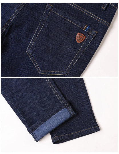 2024 Fashion Men Stretch Loose Straight Jeans Casual Elastic Slim Fit Denim Pants Male Brand Business Trousers Large size 38 40
