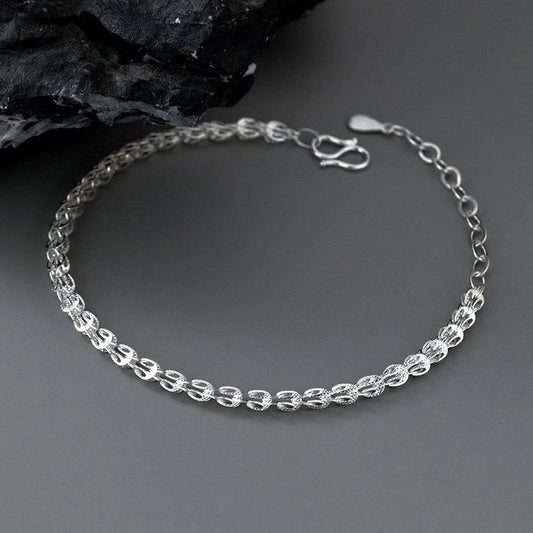 Bracelet chaîne mode simple ajouré en argent sterling 925 véritable pour femme, cadeau de fête de la Saint-Valentin, bijoux féminins