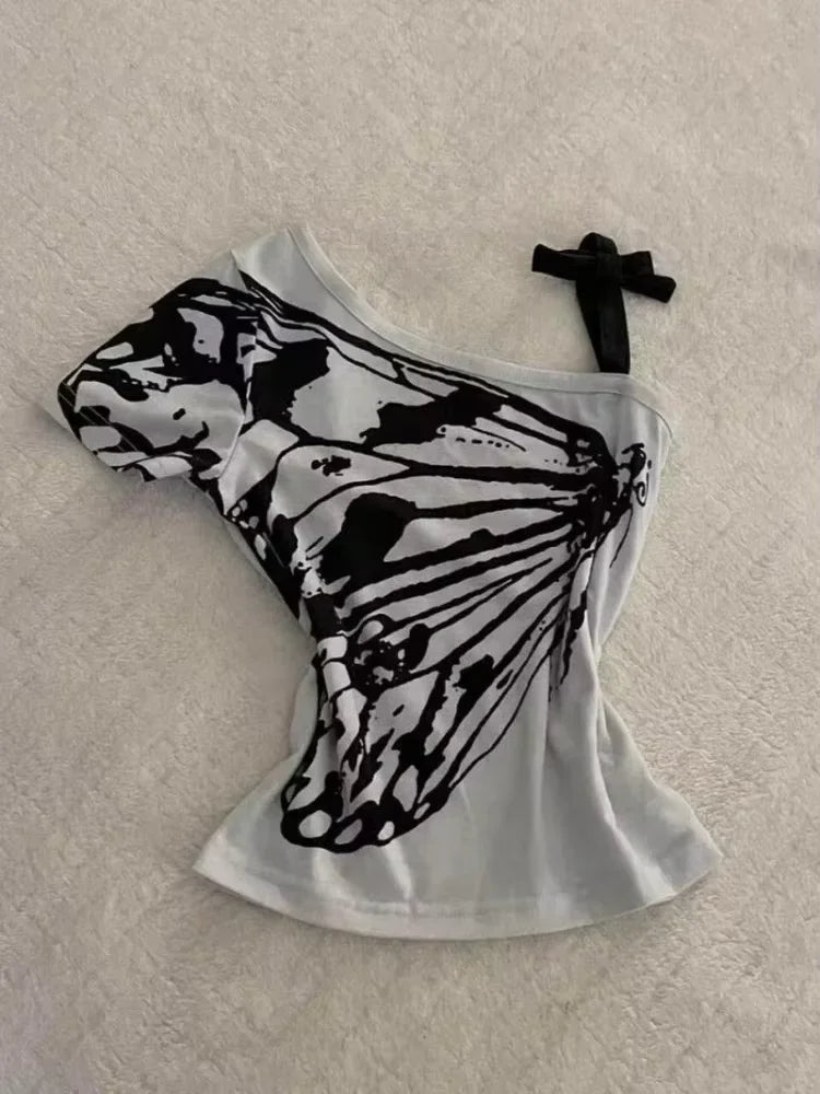 2026 Summer Y2k Vintage Graphic T Shirts Women Grunge Streetwear Hot Girl Slim Fit Tee Harajuku Fashion Casual Sweet Tops Chic