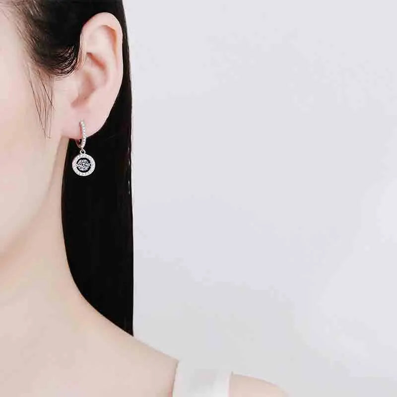 1CT Moissanite Drop Earring for Women Diamond Beating Heart Earring 100% S925 Sterling Silver White Gold Plated Jewelry