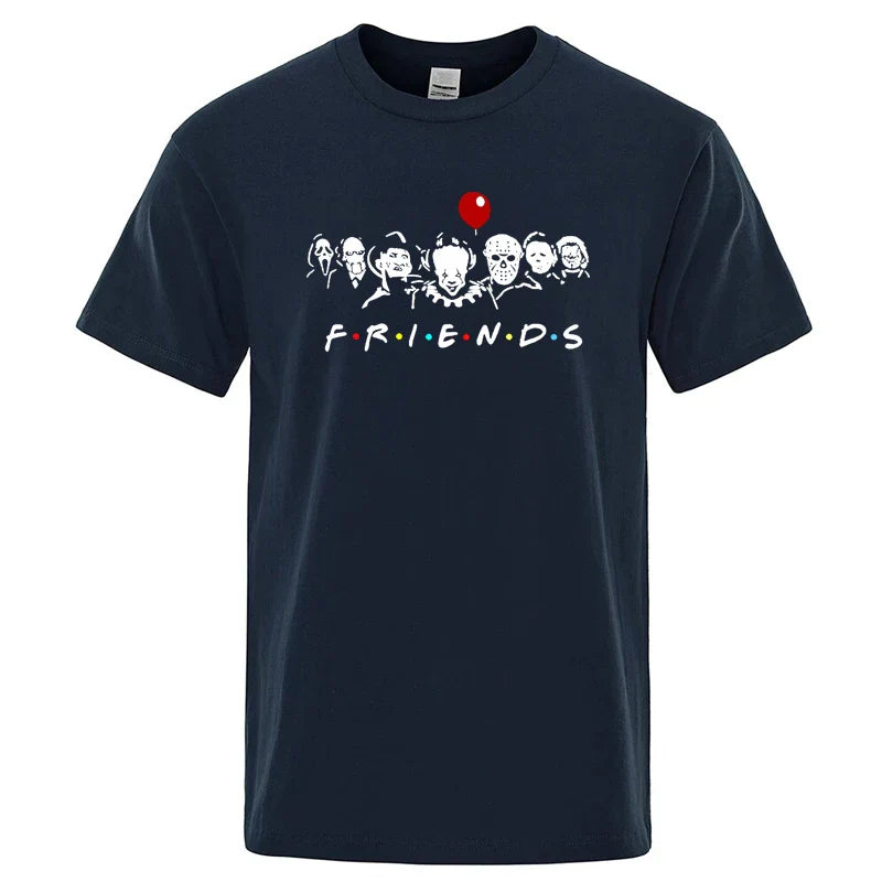 Men's High Quality T-shirt 100% Cotton T-shirt Funny Friends Print T Shirt Loose Summer Cool O-neck Men T-shirt Male Tops Tee