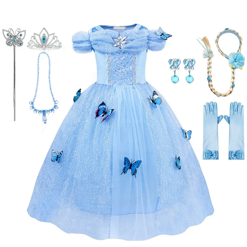 Kids Girls Cosplay Costume Children Summer Pageant Fantasy Cinderella Carnival Clothes Princess Birthday Dress 2-10 Yrs Clothes