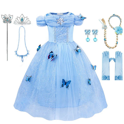 Kids Girls Cosplay Costume Children Summer Pageant Fantasy Cinderella Carnival Clothes Princess Birthday Dress 2-10 Yrs Clothes