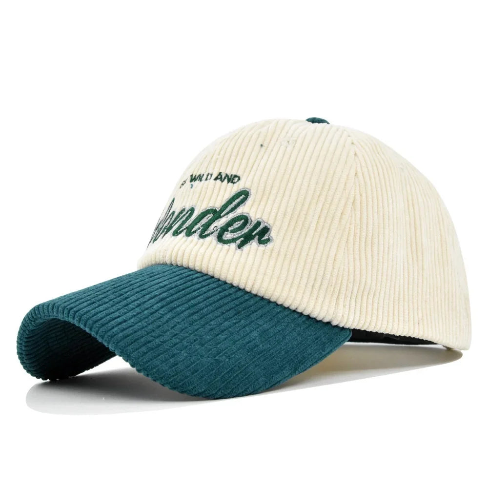 Corduroy Embroidery Baseball Cap Korean Retro Adjustable Hat for Men Women Casual Outdoor Travel Breathable Fashion Sports Wear
