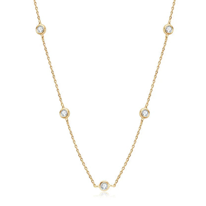 925 Sterling Silver Necklaces Round Cut 2.5mm/4mm Bezel Moissanite Choker Necklace for Women Multilayer Neck Jewelry
