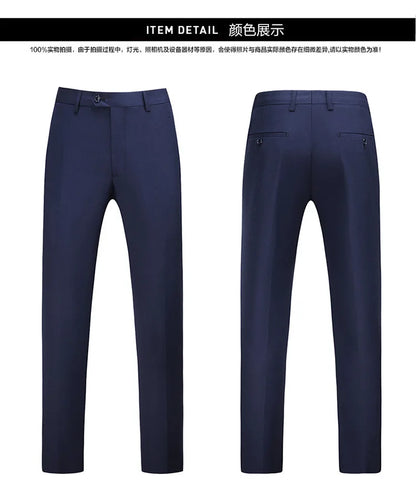 19 Color High Quality Men's Solid Color Slim Fit Suit Pants 2025 Fashion Formal Business Social Groom Wedding High End Trousers
