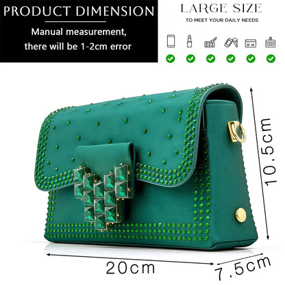 Elegant Green Rhinestone Slingback Heels & Matching Handbag Set by Venus Chan 2026 – Stylish Pointed Toe Design for Women