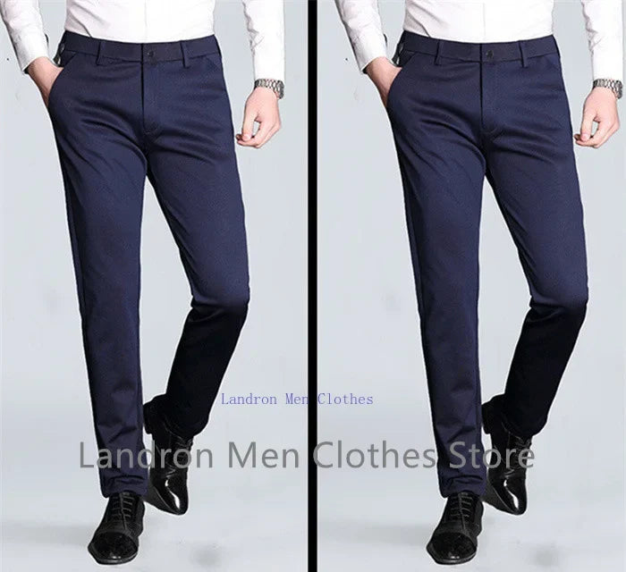Formal Dress Suit Pants Tall Men 190CM Business Black Blue Plus Size 40 42 44 46 Extra Long Lengthened Straight Office Trousers