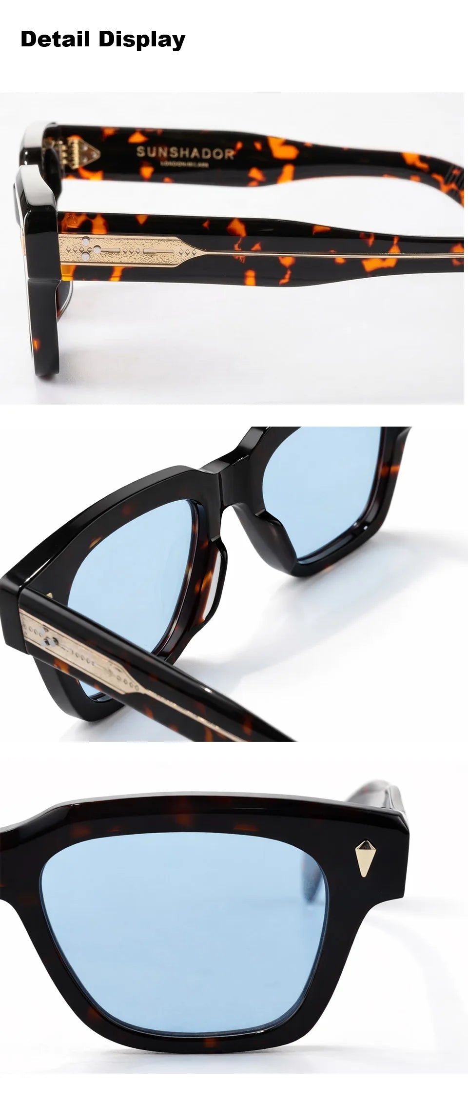 Top Quality Luxury Brand Original Sunglasses Handmade Thick Acetate Men Eyewear Designer Women Outdoor UV Protective Sunglass