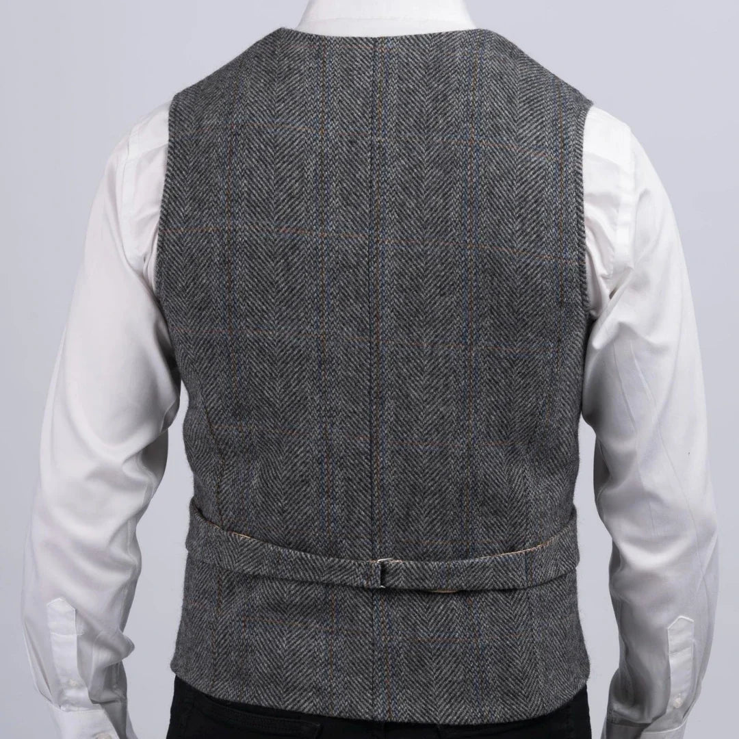 Men Vest Gray Herringbone With Lapel Pocket Single Button Waistcoat For Wedding Party Business Work Daily Casual Men Suit Vest