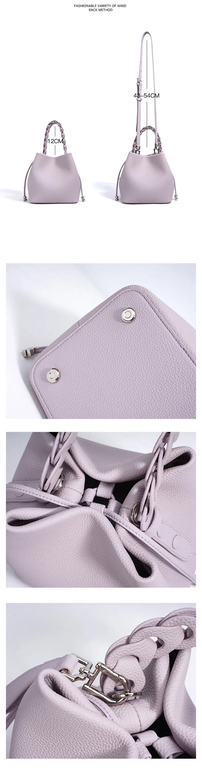 2026 New Genuine Leather Bucket Bag Summer Crossbody Shoulder Women's Tote Versatile Hobo  Handbag Spacious Casual Fashion