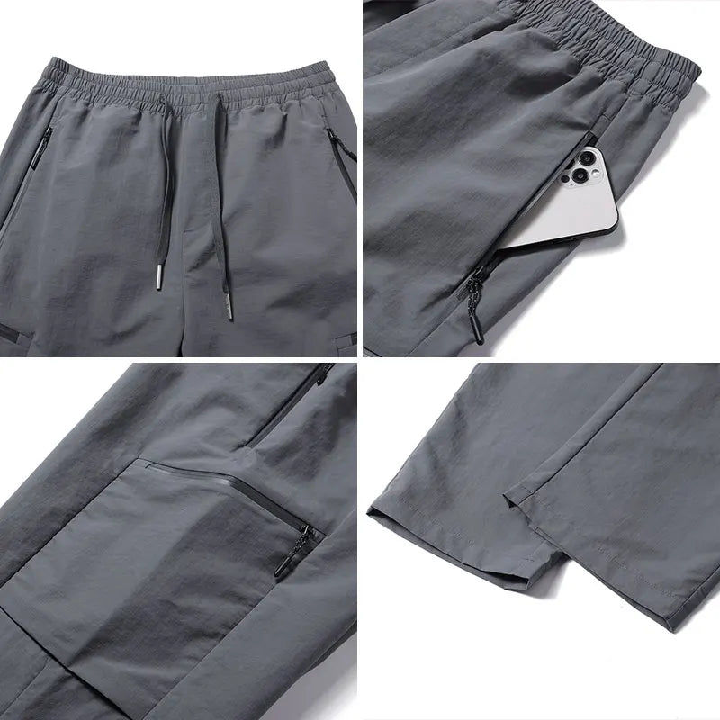Hiking Women Pant Elastic Waist Waterproof Trouser Zippered Pockets Sport Pant Men Windproof Outdoor Cargo Pants Fishing Trouser