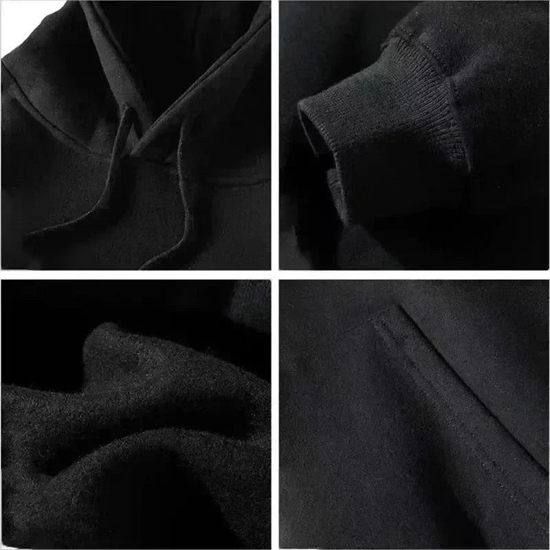 Women's Plus-size Hooded Sweatshirt Gothic Angel and Demon Pattern Autumn and Winter Fleece Streetwear Oversized Loose Casual