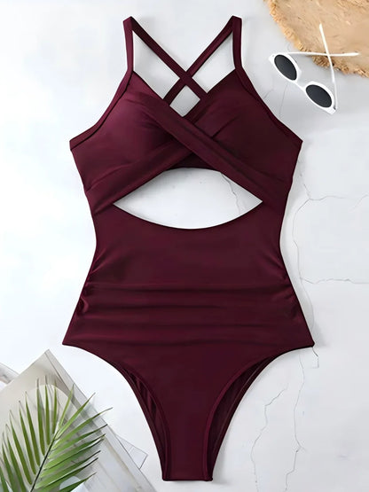 2026 Plain Ruched Swimsuit Women One Piece Solid Swimwear Female Beachwear Bathers Bathing Swimming Swim Bodysuit Summer