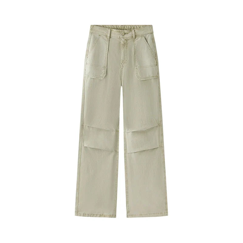 Women Pants Denim Drawstring Cool Feeling Loose Workwear American Street Style Cool Wide Leg 2026 Summer Fashion Top