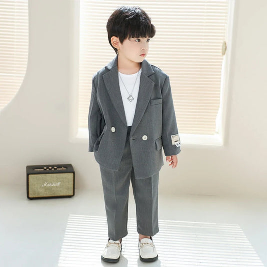 Handsome Kids Casual Suits 3 Pieces Stage Performance Wear,Spring Autumn Boys Suit Set Holiday Outfit 80-150cm