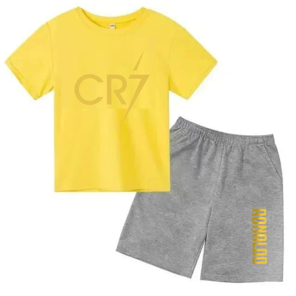 Summer CR7 Printed Short Sleeve Children Set Casual Fashion Tops and Shorts 2pcs Set Kid Boys Girls Sports Tshirts Set Outfits