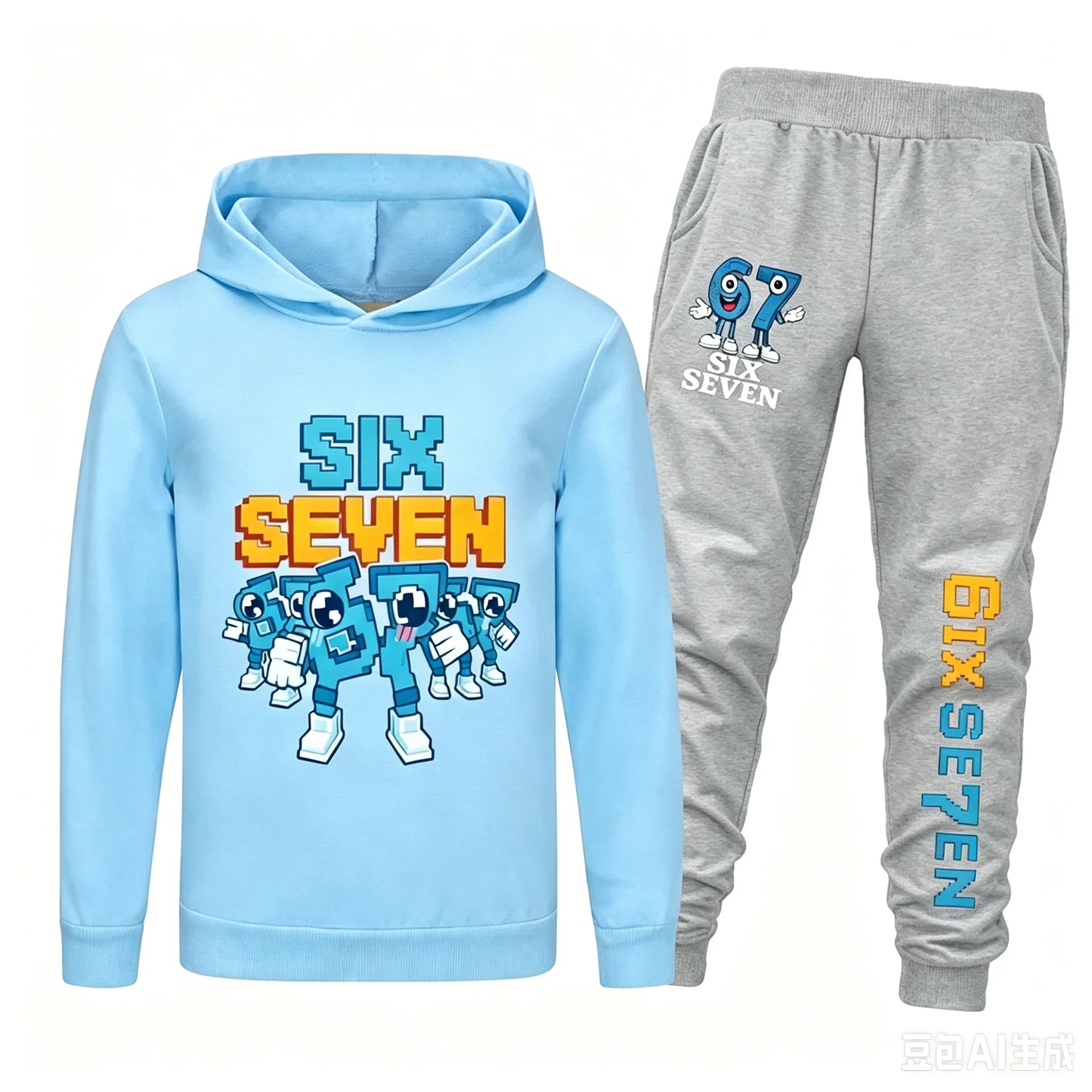 Spring Autumn Six Seven 67 Print Children Hoodies Set Kids Fashion Sportsuit Boys Long Sleeves Pants Suit 2 Piece Trouser Set