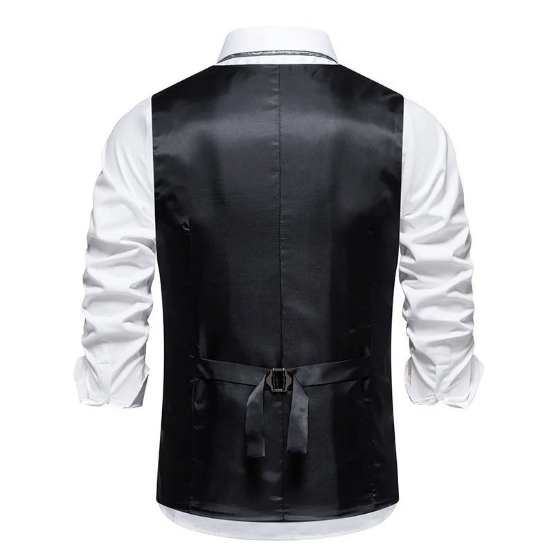 Men Suit Vest Vintage Striped Single-breasted Man Waistcoats Business Casual Slim Sleeveless Male Party Dress Vests