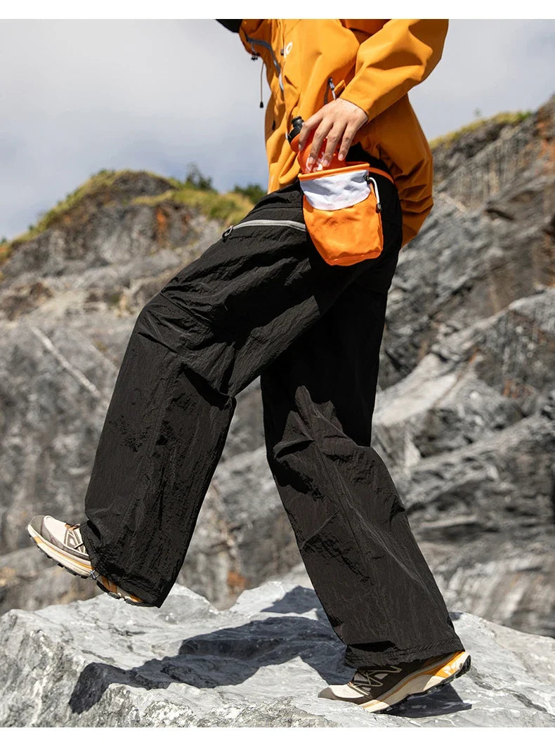 Male Hiking Pants Outdoor Waterproof Mountaineering Sports Trousers Autumn Elastic Waist Breathable Camping Fishing Cargo Pants