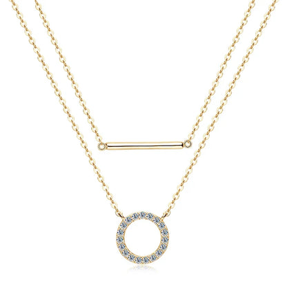 Moissanite Loop Pendant Necklace for Women 925 Sterling Silver Double Layer Clavicle Chain Necklaces Fine Jewelry Gifts