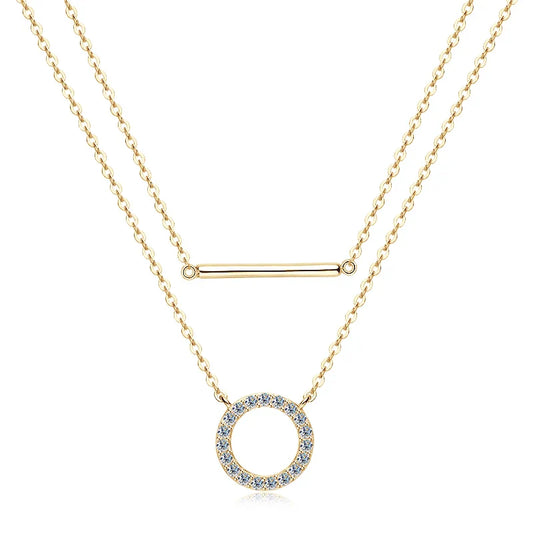 Moissanite Loop Pendant Necklace for Women 925 Sterling Silver Double Layer Clavicle Chain Necklaces Fine Jewelry Gifts